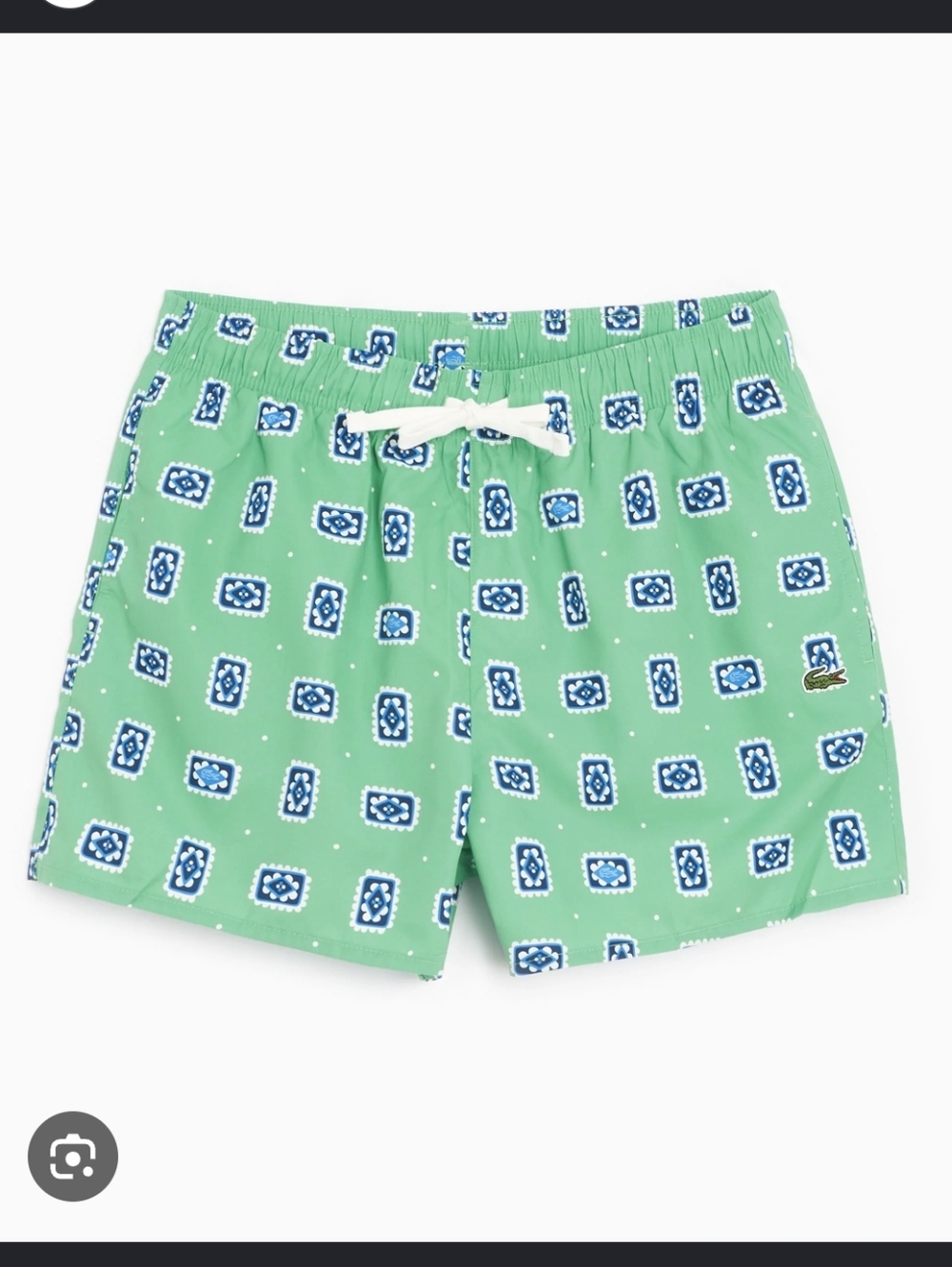Lacoste L!VE Men Print Green Swim Trunks Shorts Large Mesh Lined Croc Logo